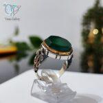 انگشتر نقره مردانه سنگ عقیق سبز