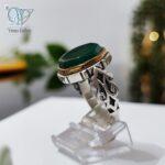 انگشتر نقره مردانه سنگ عقیق سبز - Image 3