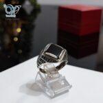 انگشتر نقره مردانه سنگ اونیکس طرح لوزی کد2971