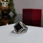 انگشتر نقره مردانه سنگ اونیکس طرح لوزی کد2971 - Image 3