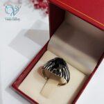انگشتر نقره مردانه سنگ مشکی تراش خورده نگین بیضی کد 3224 - Image 2