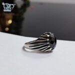 انگشتر نقره مردانه سنگ مشکی تراش خورده نگین بیضی کد 3224 - Image 3