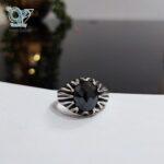 انگشتر نقره مردانه سنگ مشکی تراش خورده نگین بیضی کد 3224 - Image 4