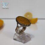 انگشتر نقره مردانه عقیق زرد حکاکی آیـت الکرسی کد 2820 - Image 2