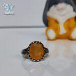 انگشتر نقره مردانه یاقوت زرد صنعتی کد 2835 - Image 3