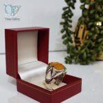انگشتر نقره مردانه یاقوت زرد صنعتی - Image 3