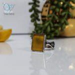 انگشتر نقره مردانه سنگ عقیق زرد شرف الشمس کد 2839