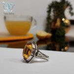 انگشتر نقره مردانه سنگ لعل زرد کد 2833 - Image 2