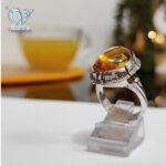 انگشتر نقره مردانه سنگ لعل زرد کد 2833