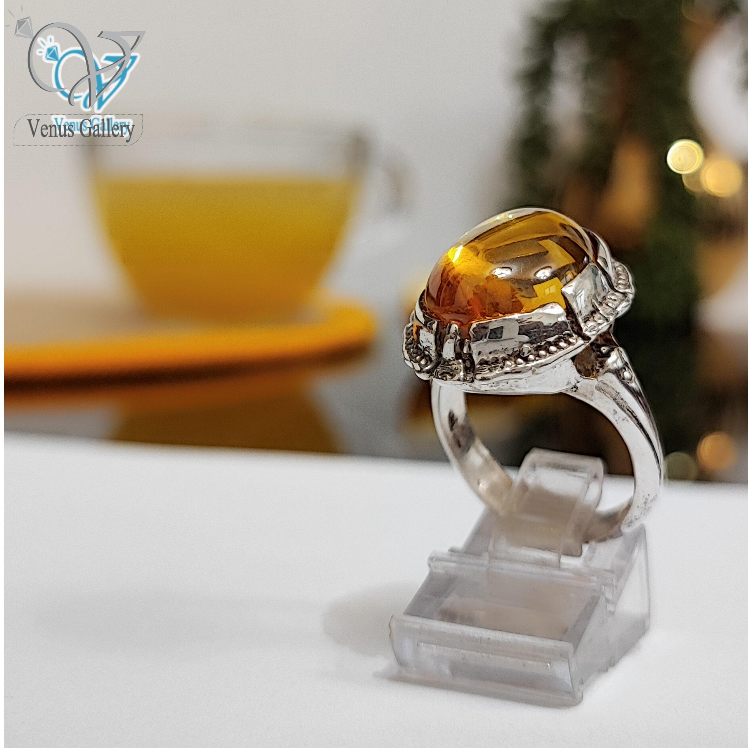 InShot_۲۰۲۴۰۱۲۴_۱۶۱۱۵۶۳۷۲-scaled-1.jpg انگشتر نقره مردانه سنگ لعل زرد کد 2833 - Image 1