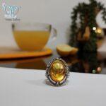 انگشتر نقره مردانه سنگ لعل زرد کد 2833 - Image 3