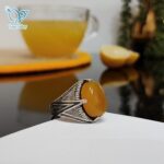 انگشتر نقره مردانه سنگ عقیق زرد کد 5502