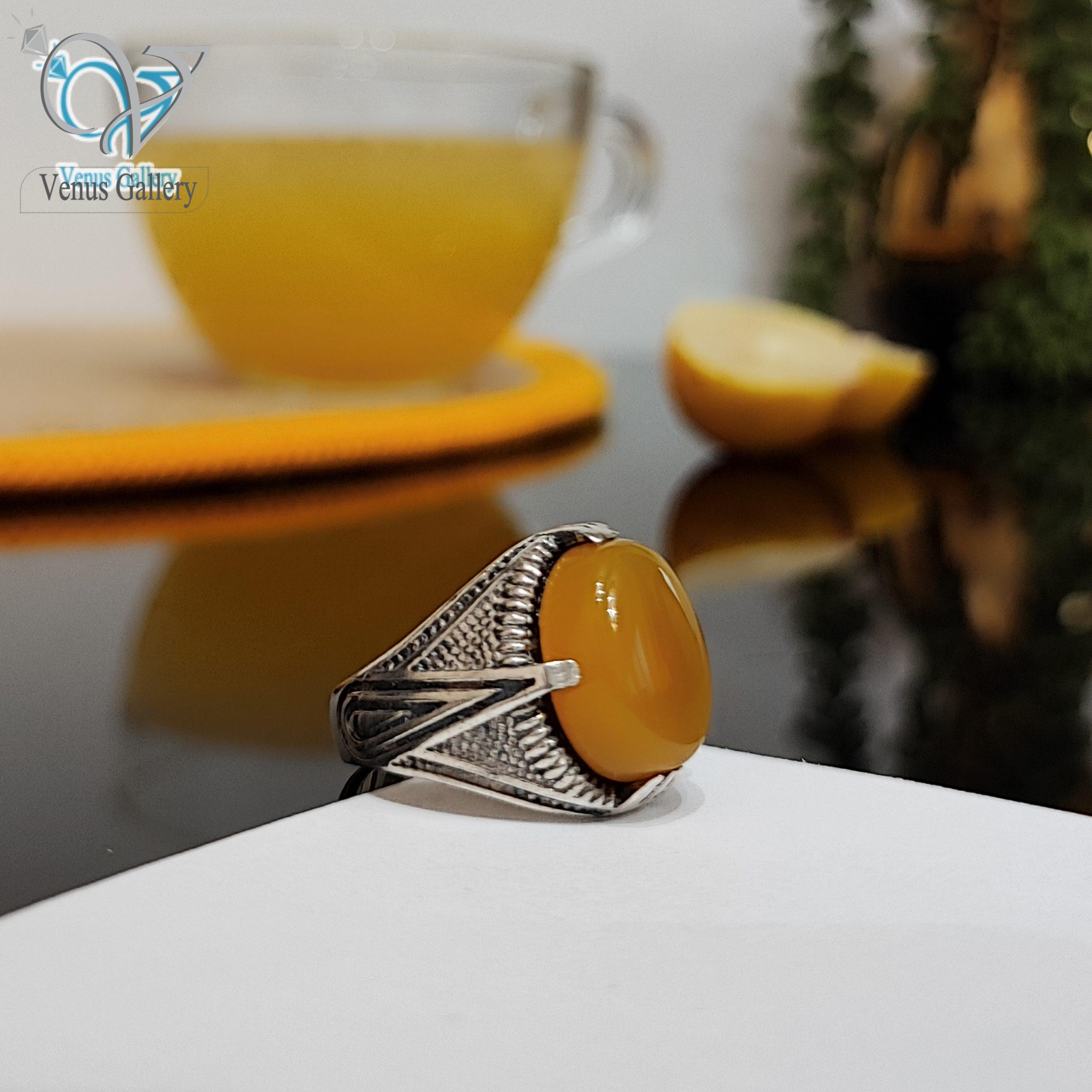 InShot_۲۰۲۴۰۱۲۴_۱۶۱۶۴۵۰۷۴-scaled-1.jpg انگشتر نقره مردانه سنگ عقیق زرد کد 3226 - Image 1