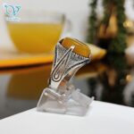 انگشتر نقره مردانه سنگ عقیق زرد کد 5502 - Image 2