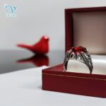 انگشتر نقره مردانه سنگ قرمز اتمی کد5455