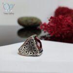 انگشتر نقره مردانه سنگ سنتتیک قرمز کد 3195 - Image 2