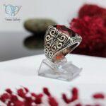 انگشتر نقره مردانه سنگ سنتتیک قرمز کد 3195 - Image 3