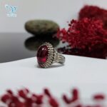 انگشتر نقره مردانه سنگ یاقوت قرمز صنعتی کد 5484 - Image 2