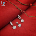 نیم ست نقره دخترانه طرح قلب پرنگین کد 4916