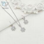 نیم ست نقره زنانه طرح دانه برف - Image 2