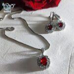 نیمست نقره نگین قرمز زنانه - Image 2