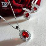 نیمست نقره نگین قرمز زنانه