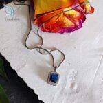 مدال نقره نگین مستطیلی آبی - Image 3