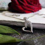 مدال نقره قلب نگین دار کد 2643