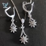 نیم ست نقره دخترانه طرح جواهر مدل گل کد 5034