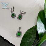 نیم ست نقره زنانه نگین سبز - Image 2