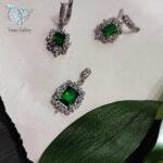 نیم ست نقره زنانه نگین سبز