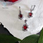 نیم ست نقره زنانه طرح جواهر پرنگین