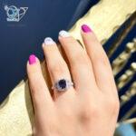 انگشتر نقره زنانه نگین آبی کد 2886 - Image 2