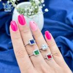 انگشتر نقره زنانه نگین رنگی کد 2918