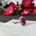 انگشتر نقره زنانه سنگ صورتی نگین برلیان اتمی کد 3019 - Image 3