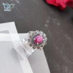 انگشتر نقره زنانه سنگ یاقوت نگین مارکازیت کد 3023 - Image 2
