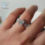 انگشتر تک نگین نقره نگین مارکیز نامزدی کد 3021 - Image 4