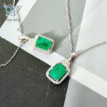 مدال نقره طرح جواهر نگین سبز کد 3041 - Image 3