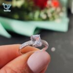انگشتر تک نگین نقره مستطیلی تراش جواهری کد 5333 - Image 2