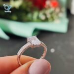 انگشتر تک نگین نقره مستطیلی تراش جواهری کد 5333 - Image 3