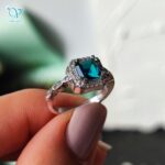 انگشتر نقره جواهری ظریف نگین آبی کد 5321 - Image 2