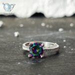 انگشتر تک نگین نقره سنگ توپاز 7 رنگ کد 3029 - Image 2