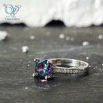 انگشتر تک نگین نقره سنگ توپاز 7 رنگ کد 3029 - Image 3