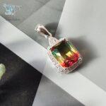 مدال نقره دخترانه سنگ7رنگ کد 3081 - Image 2