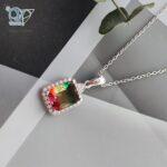 مدال نقره دخترانه سنگ7رنگ کد 3081