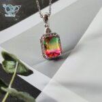 مدال نقره دخترانه سنگ7رنگ کد 3081 - Image 3