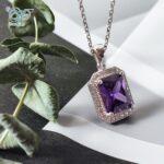 مدال نقره نگین مستطیلی بنفش کد 3094 - Image 3