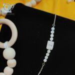 دستبند نقره زنانه ترکیب فلاور و امرالدکات طرح طلا کد 3273 - Image 2