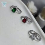 انگشتر نقره زنانه نگین رنگی مدل اشکی کد 5614 - Image 3