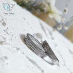 حلقه ست نقره طرح طلا سفید 3349 - Image 2